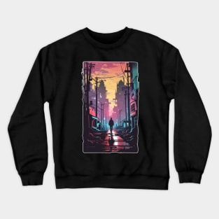 cyberpunk neon town Crewneck Sweatshirt